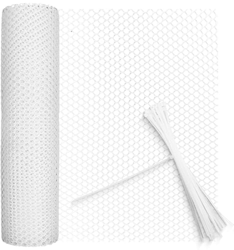Chicken Wire Mesh Roll Plastic Mesh Fencing 8mm Hole Garden Fencing Mesh Fence Netting Poultry Breeding Netting Temporary Fencing for Yard Garden Balcony (White, 40cm×5m)