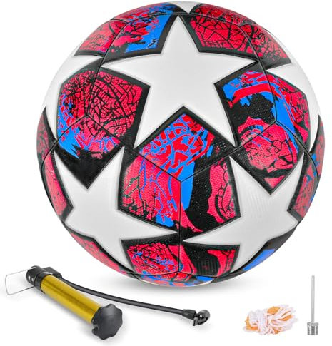 Fxznacbh Fussball Ball Fußball Fans Artikel Fussball-Liebhaber Geburtstag Geschenk Regelmäßige Nr. 5 Ball Football mit Pumpe,Rot und Weiß größe 5
