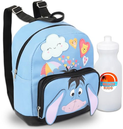 Disney I-Aah Mini-Rucksack für Kinder – I-Aah-Rucksack-Geldbörsen-Set enthält 30,5 cm Leder-I-Aah-Rucksack mit Fronttasche plus Wasserflasche, Aufkleber, Winnie Puuh Zubehör, Winnie the Pooh I-Aah