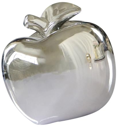 TOPPERFUN 3stücke Weihnachts Ornament Aus Keramik Festliche Tischdekoration Silberner Apfel Nordic Style Für Weihnachtsfeiern Und Heimdeko Langlebiges Porzellan Deko-Accessoire