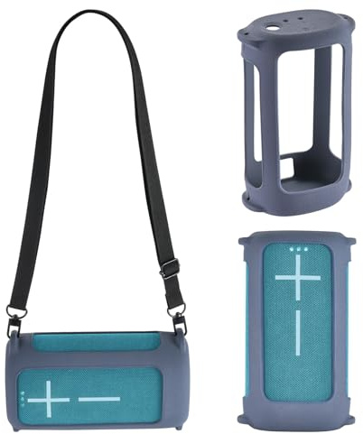 Yaowanguan Silicone Case for Ultimate Ears UE EVERBOOM Wireless Bluetooth Portable Speaker,EVERBOOM Portable Travel Sleeve Protective Skin Cover w/Shoulder Strap(Blue)