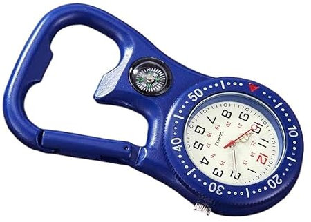 Montre de Poche for Hommes, ouvre-Bouteille, Sac à Dos à Clip, Mousqueton, Boussole, médecin, infirmière, Cadran Lumineux, Sport de Plein air, Horloge d'escalade(Bottle Opener Clock2)