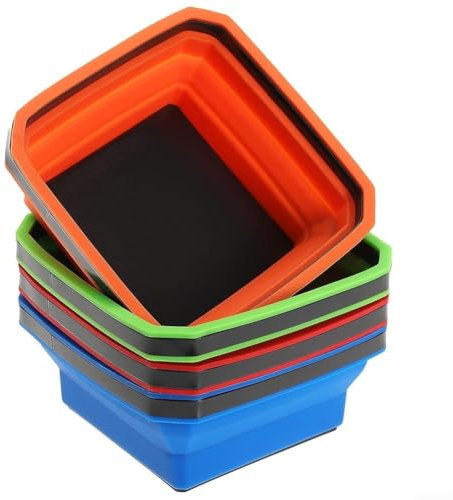 Foldable Magnetic Screw Tray Compact and Portable Silicone Bowl for Carpentry and Plumbing (blue)