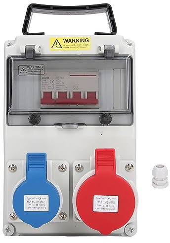 Mavaol Outdoor Power Distributor 16A Circuit Breaker IP44 Power Strip Heavy Duty Industrial Power Hub for Construction Site and Outdoor Use