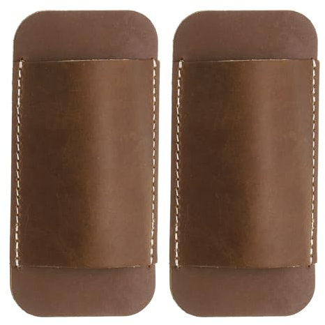 sourcing map 2pcs Knife Sheath 4.72 x 2.24 Genuine Leather Carry Folding Knife Sheath for Outdoor Climbing Camping Cycling and Hiking, Light Brown