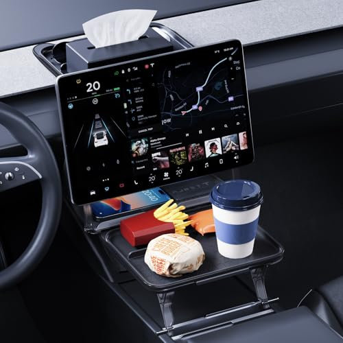 LANTU 3-in-1 Under Display Organiser for Tesla Model Y 2020-2025 and Model 3 2016-2025 Small Table Storage Box Behind Screen Tesla Juniper Highland Accessories