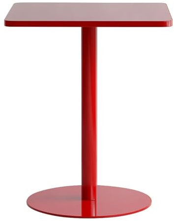 Quadratischer Bartisch mit Barhöhe, hohe Cocktailtische mit Metallfuß, Indoor und Outdoor, Bistro-Pub-Tisch zum Essen, Bistrocafé zu Hause (D60xH73cm (D23,6 xH28,7), Rot)