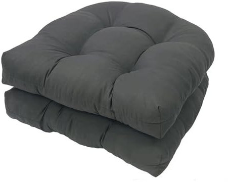 Stuhlkissen 2er Set Sitzkissen Outdoor Gartenstuhlauflagen: Sitzkissen Stuhl Niedriglehner Auflagen Stuhlauflage 48 * 48cm Rückenkissen für Sesselkissen Sitzpolster Auflage Rückenpolster (Dunkelgrau)