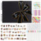 DazSpirit Album Photo Scrapbooking avec Ruban Noir Bordé d'Or, 80 Pages Noires, Livre Photo avec 12 Marqueurs Métalliques, 11 Planchettes de Stickers, Livre d'or pour Mariage & Anniversaire, Noir