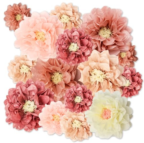 Avxzbef 18 Pcs Large Tissue Paper Flowers Colorful Giant Flowers Decorations for Mexican Party Bridal Shower Birthday Wedding
