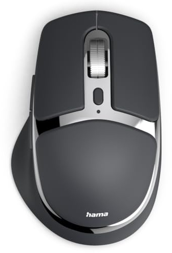 Hama Maus kabellos, wiederaufladbar, Bluetooth/Funk (Multi Device, optische Bluetooth Maus ohne Klickgeräusch, Akku, Datenverschlüsselung, 8 Tasten, 800/1200/1600/2400/3200dpi, KI Assistent) schwarz