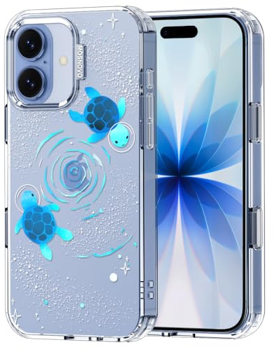 MOSNOVO Case for iPhone 17, [Buffertech 6.6ft Military-Grade Drop Protection] [Camera Control] Clear TPU Bumper Phone Case Cover Design - Space Turtle