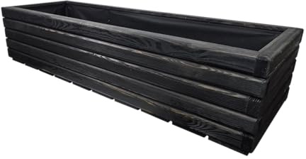 HolzGarden Jardinière en Bois avec Non-tissé 118x30x40 cm Imprégné Couleur ÉbènePot de Fleurs Jardin, Balcon, Terrasse Résistant aux Intempéries Bois Massif Jardiniere Exterieur Grande Taille 95L