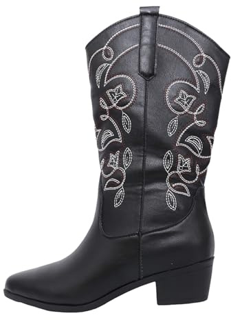Stivali Estivi Donna,Fashion Invernali Cowboy Western Texani Scarpe da Punta Camperos Etnici Stivaletti Estivi Camperos Pelle Stivali Alti Donna