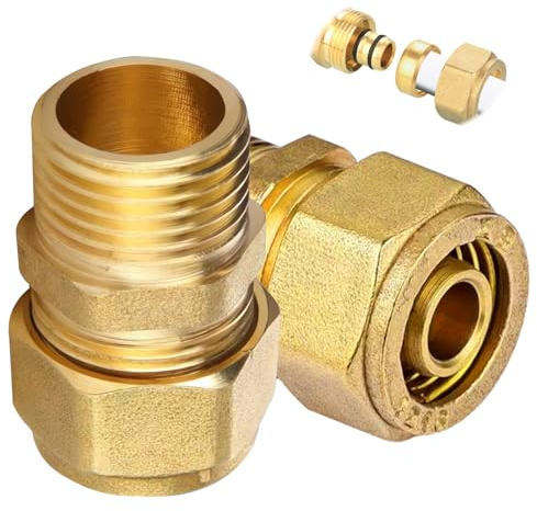 2 Stück Schraubfitting Übergang, 18mm x 1/2 AG, Klemmring Verschraubung