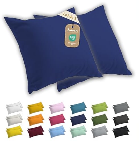 Lavea® 2er Set Kissenbezug 40x40 - Royalblau | 100% Baumwolle Jersey – Weiche Kissenhülle & Kopfkissenbezüge, OEKO-TEX® Standard