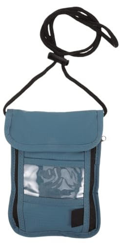 Passhülle mit Fenster und Nackenband aus Nylon | Reisebrieftaschen Organizer, Verstellbares Band, für Karten Handy Geld und Dokumente Unterwegs