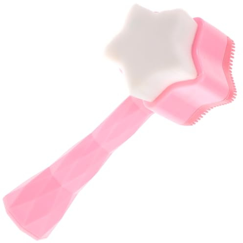 Generisch Manuelle Gesichtsbürste aus Kunststoff Weiche Silikon Gesichtsreinigungsbürste für Hauttypen Ergonomisches Massagegerät Tragbar für Zuhause und Reisen Hautpflege Werkzeug In Pink