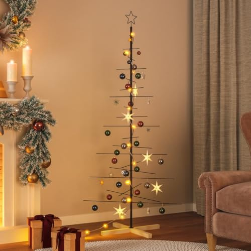 Refined Weihnachtsbaum Metall mit Holzständer Schwarz 180 cm