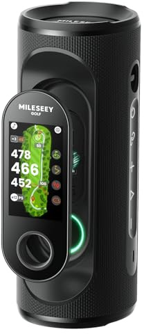 MiLESEEY GeneSonic Pro Golf Speaker with Detachable GPS Rangefinder Handheld, 43000+ No Subscription Preloaded Courses, View & Audible Distances,Touchscreen, 15H Battery, Magnetic, Waterproof,Hazard