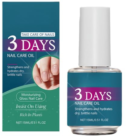 3 Days Nail Care Oil with Keratin Amino Acid Formula, 15ml Nail Strengthener & Cuticle Oil for Weak, Damaged, Brittle Nails - Fast Strengthening, Hydrating Nail Treatment & Growth Serum