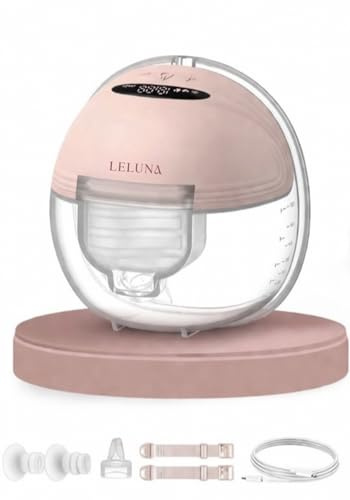 LELUNA Electric Breast Pump, Pink Wearable Breast Pump, Ultra-Quiet in-Bra Pump for Work, Day & Night, One-Tap Pause, Leakproof, 4 Modes 9 Levels, 17/19/21mm Inserts