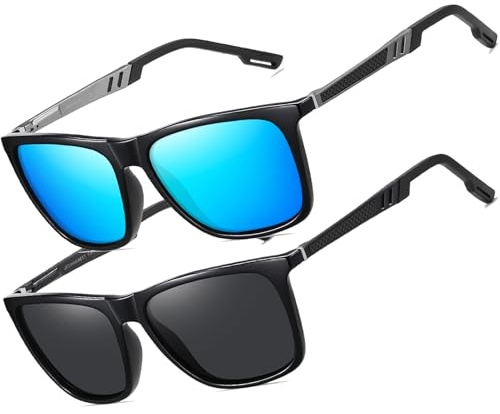 LEDING&BEST Lunettes de Soleil Polarisées Homme Femmes conducteur Verres | Métal Cadre,Pilote Style,Anti-UV,Anti-Reflets,plaquettes nasales réglables,antidérapantes,Conduite,Randonnée,Pêche,Voyages