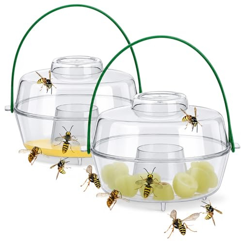 com-four® 2x Wespenfalle für draußen, Ø 13 cm, Lebendfalle | Insektenfalle zum Aufhängen oder Aufstellen - Wespenfänger - Insektenfänger mit abnehmbarem Deckel für Garten