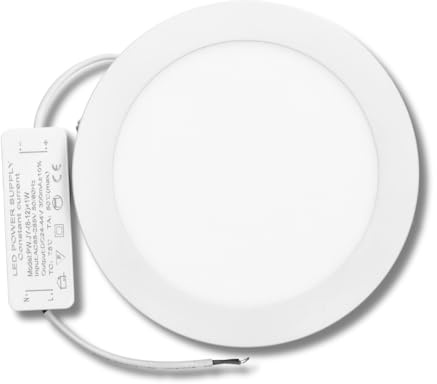 JANDEI - 12W LED Surface Downlight, Round, Cold White Light 6000K, Matte White Aluminum Ring, for Home, Office, Store, House. [Energy Efficiency Class F]