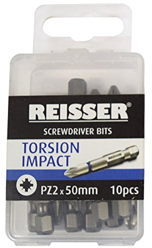 Reisser IMPPZ0270PB Torsion Impact Screwdriver Bit 10-Pieces, PZ2 x 50 mm Length