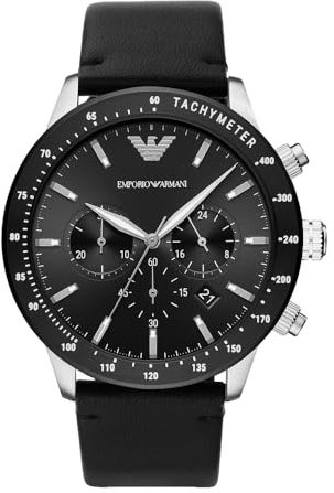 Emporio Armani Uhr für Herren , QuarzChronographenwerk, 43mm MultiEdelstahlgehäuse mit Lederarmband, AR11243