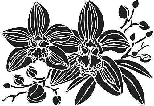 Ideen mit Herz Laser-Kunststoff-Schablone | DIN A4 | Perfekt geeignet für Textilgestaltung, Wandgestaltung, Fenster, Papier, Scrapbooking, Kinder, Basteln, DIY (Orchideen 1)