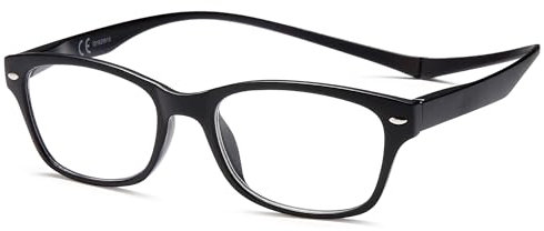 NEUE VISION Lesebrille Herren und Damen, Klassischer Stil mit Magnetverschluss Hinten, Lesehilfe (Schwarz, 1 Dioptrien)