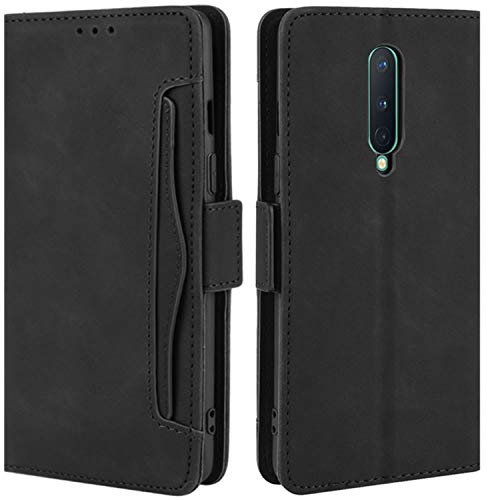 HualuBro Handyhülle für OnePlus 8 Hülle Leder, Flip Case Cover Stoßfest Klapphülle Handytasche Schutzhülle für OnePlus 8 Tasche (Schwarz)