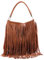WEDMAY Damen-Schultertasche mit Quasten, Cowgirl, Fransen, Designer-Boutique, weiches Kunstleder, Stil 1 - Braun, Large