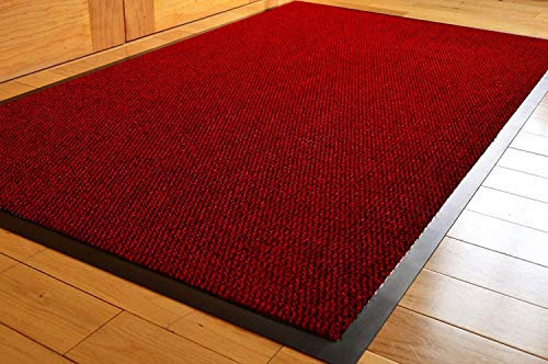 TrendMakers DOOR MATS BIG EXTRA LARGE (WINE RED & BLACK) DIRT TRAPPER BARRIER MAT PVC HEAVY DUTY NON SLIP KITCHEN ENTRANCE HALL RUNNER RUG MATS 90X150CM (3ft x 5ft) | POLYPROPYLENE PILE