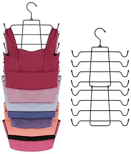 ZEDODIER 2 Pack Tank Top Hanger, Space Saving Bra Hangers, Non-Slip Hanging Sport Bras Holder, Closet Organizers and Storage for Camisoles Tank Tops Bras Ties Swimsuits Strappy Dress, Silver