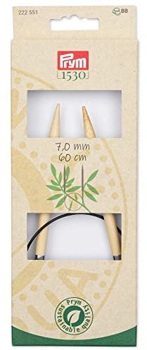 Prym 222551-1 Rundstricknadeln Bambus 60 cm 7,00 mm, Holzfarben, Ø 7 mm x 60 cm