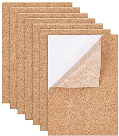 BENECREAT 6Pcs A4 Selbstklebende Korkplatten 30x21cm Rechteck Untersetzer Kork Backing Sheets Für Die Wanddekoration, Party (3mm Dick)
