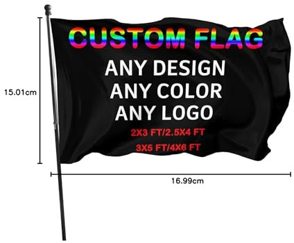 Personalised Flags 5ftx3ft/3ftx2ft/4ftx2.5ft/6ftx4ft Add Your Own Picture Text Custom Flag Banner for Garden Outdoors Décor,Camping Flag Yard Sign,4x6FT(120x182cm)