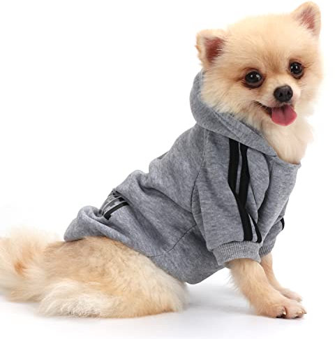QiCheng&LYS Hunde Hoodie,Kleine Hunde Strickpullover Wintermantel Für Kleine Hunde (Grau, S)