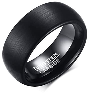 Aotiwe Schmuck Ring Herren, Dankeschön Geschenke 8mm Einfaches Ringband Schwarz Größe 57 (18.1) für Memoir Weihnachten