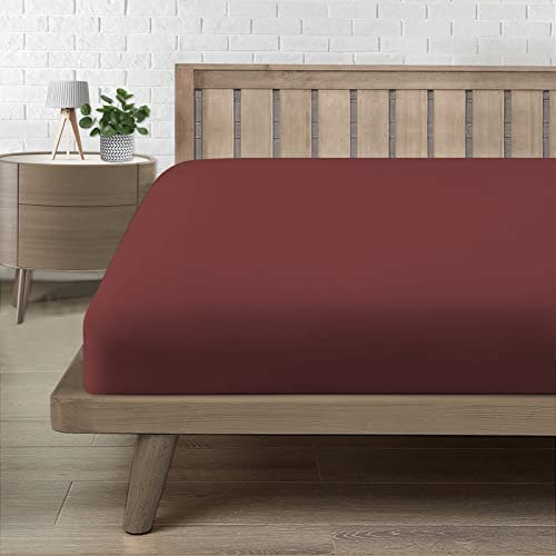 Spannbettlaken 135x200cm, Bettlaken 135x200 bis 30cm - Oeko-Tex Zertifiziert - Premium 100% Mikrofaser Weiches Spannbetttuch Leintuch Ganzjährig - Burgund