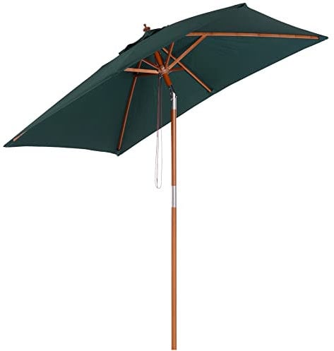 Outsunny Sonnenschirm 200 x 150 x 235 cm Knickbarer Gartenschirm 3-stufig einstellbar rechteckig Strandschirm wasserabweisend und UV-beständig für Strand Balkon Terrasse Garten Grün