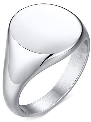 Dsnyu Eheringe für Frauen mit Personalisiert Gravur Einfach Runder Siegelring Silber Poliert Edelstahl Ringe für Frauen 54 (17.2)