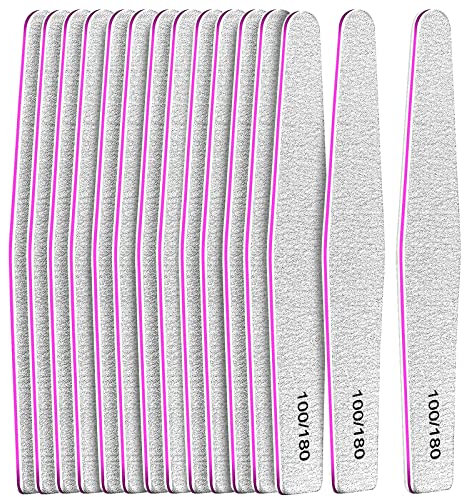 Nail Files Set, FANDAMEI 15pcs 100/180 Grit Professional Nail Boards Buffer Files for Home & Salon Use, Double Sided Emery Boards for Nails Toe Pet Fingernail Files Nail Styling Tools, Diamond
