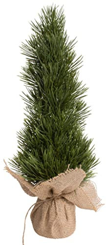 künstlicher Weihnachtsbaum (künstliche Tanne BZW. Kiefer) mit Sockel aus Jute, Höhe ca. 42 cm