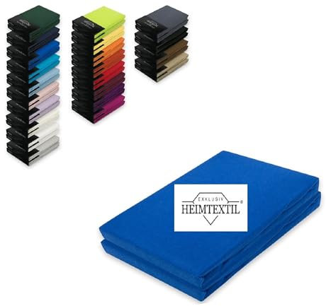 EXKLUSIV HEIMTEXTIL Doppelpack Jersey Premium Spannbettlaken 100% Baumwolle Öko - Tex Zertifiziert, Markenqualität, Matratzenhöhe bis 25 cm, Royalblau 90-100 x 200 cm
