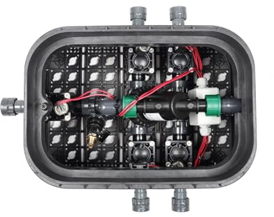 Bewässerungsverteiler Ventilbox (Hauptventil & Vorfilter, 4 Stationen) | inkl. Anschlussmaterial | Verschraubungselemente | Magnetventile | Messing Druckluftanschluss mit Kugelhahn
