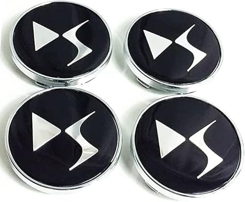 Nemeae Nabendeckel 4 STÜCKE 60mm für Citroen VTS Saxo Elysee DS3 DS6 DS7 C3 C4 C5 Car Rad Center Hub Cap Auto Styling Felgen Abdeckung Badge Emblem Aufkleber Radnabenkappen,Black